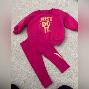 Nike Girls' Shine sweatshirt & Leggings Set pink/gold 12 months athletic,sporty